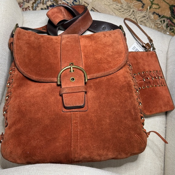 ‘03 Coach Soho SET Paprika Rust Suede Corset Hippie Crossbody & NWT Wristlet - Picture 2 of 12